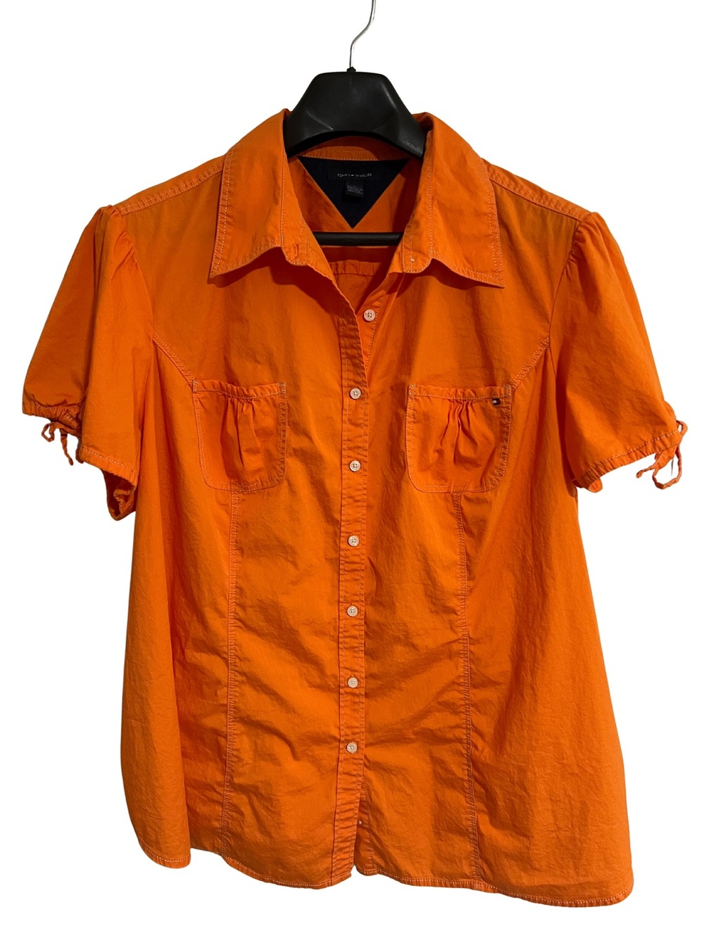 Tommy Hilfiger Women's Orange Short-Sleeve Button-Up Blouse 22W / 2XL